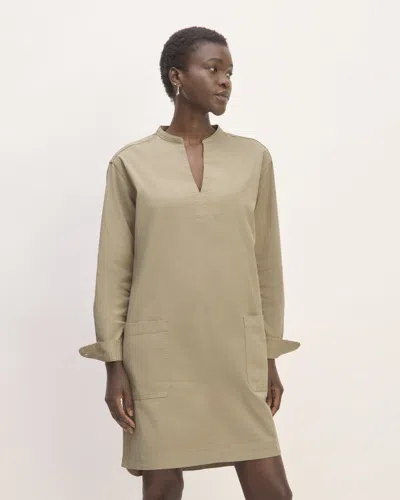Everlane Long-sleeve Utility Mini Dress In Trench Coat Khaki In Brown
