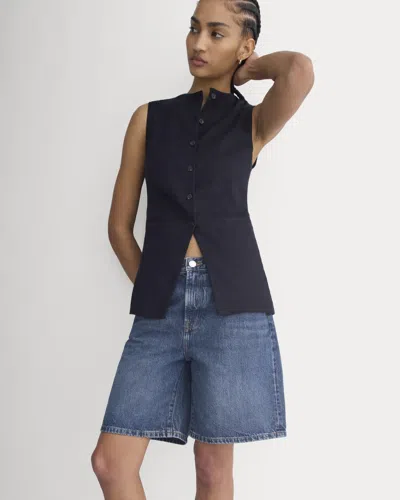 Everlane Loose Jean Short In Dark Wash In Blue