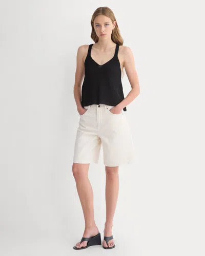 Everlane Loose Jean Short In Ecru In Black