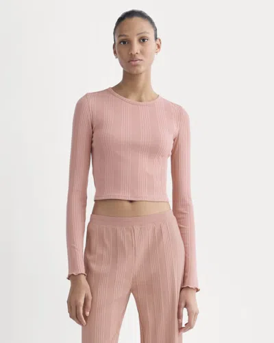 Everlane Lounge Rib Cropped Shirt In Ash Rose In Pink