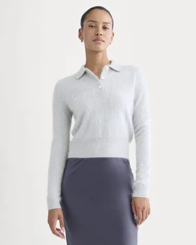Everlane Lush Cashmere Cropped Polo Sweater In Sanderling Gray