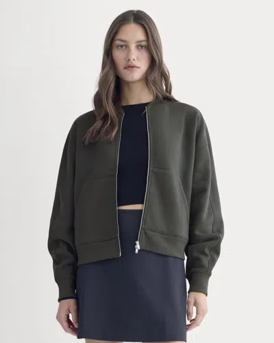 Everlane Luxe Fleece Bomber Jacket In Washed Black In Gray