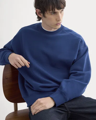 Everlane Luxe Fleece Crew Pullover In Estate Blue