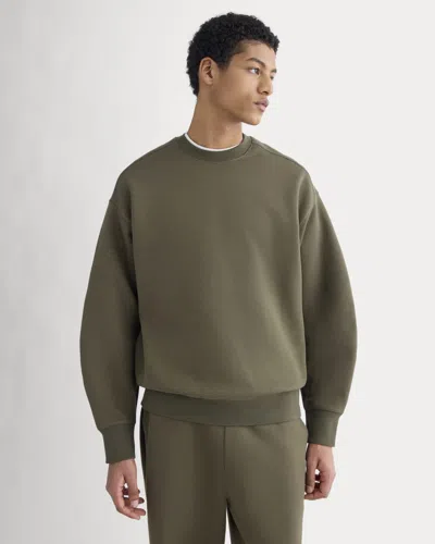 Everlane Luxe Fleece Crew Pullover In Olive Night In Green