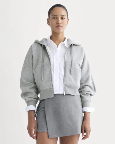 Everlane Luxe Fleece Full-zip Cropped Hoodie In Vintage Heather Grey In Gray