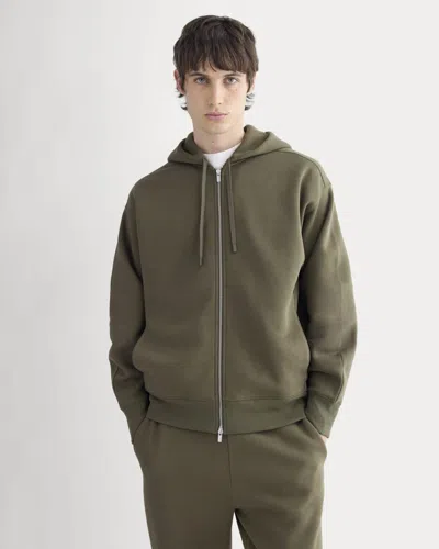Everlane Luxe Fleece Full-zip Hoodie In Olive Night In Green