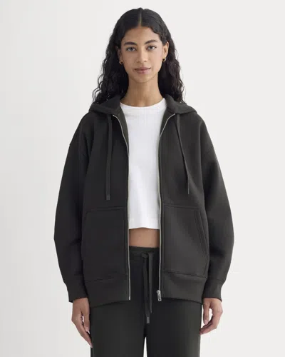 Everlane Luxe Fleece Oversized Full-zip Hoodie In Black