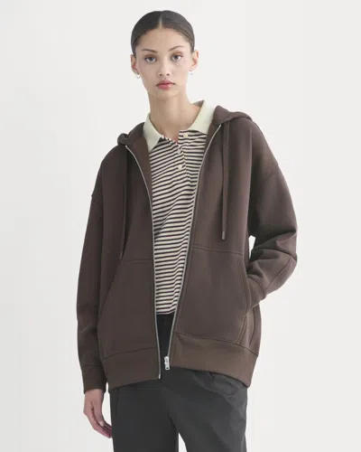 Everlane Luxe Fleece Oversized Full-zip Hoodie In Dark Chocolate In Brown