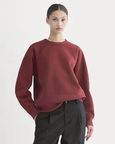 Everlane Luxe Fleece Raglan Shirt Crewneck In Merlot In Burgundy