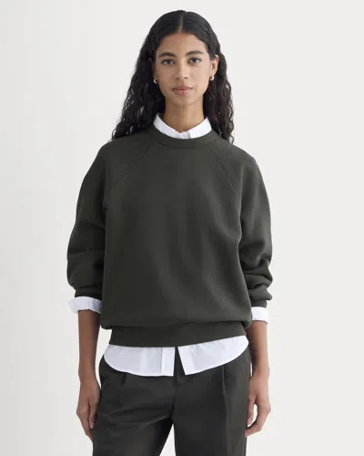 Everlane Luxe Fleece Raglan Shirt Crewneck In Washed Black In Gray