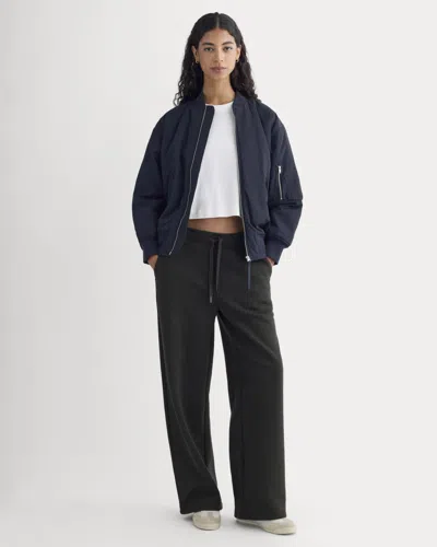 Everlane Luxe Fleece Wide-leg Sweatpant In Black In Blue