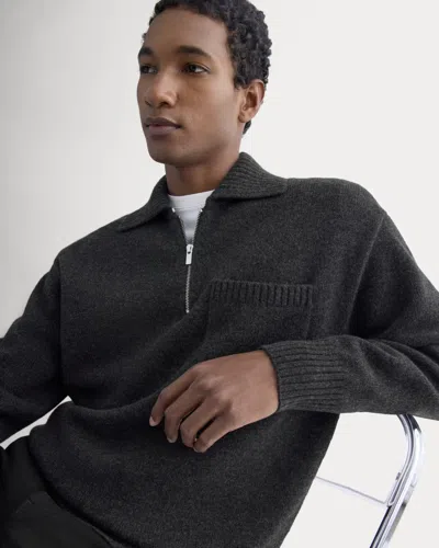 Everlane Luxe Merino Quarter-zip Pullover In Heathered Black