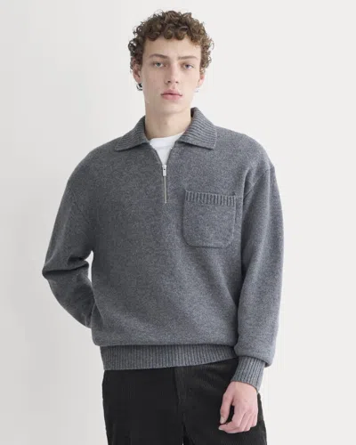Everlane Luxe Merino Quarter-zip Pullover In Heathered Charcoal In Gray
