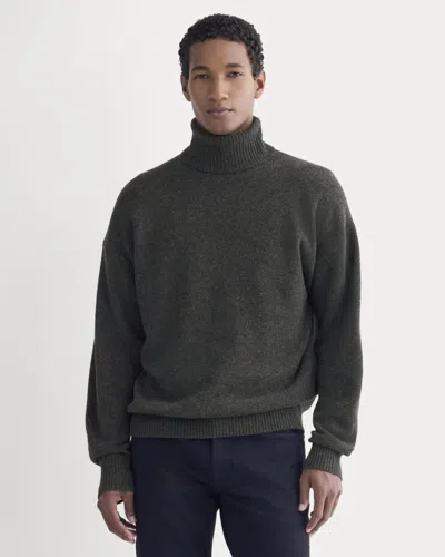 Everlane Luxe Merino Relaxed Turtleneck Sweater In Heathered Black In Gray