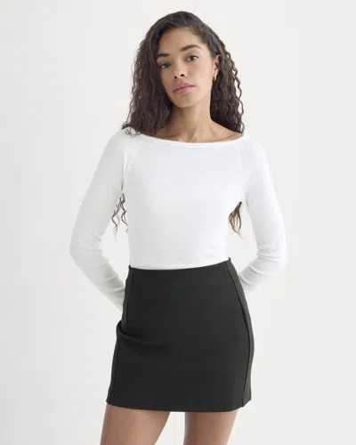 Everlane Luxe Rib Boatneck Top In White