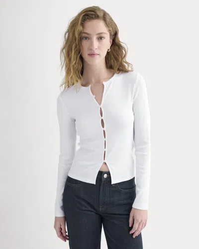 Everlane Luxe Rib Button-up Top In White