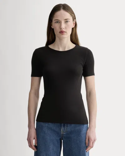 Everlane Luxe Rib Crew Neck Tshirt In Black