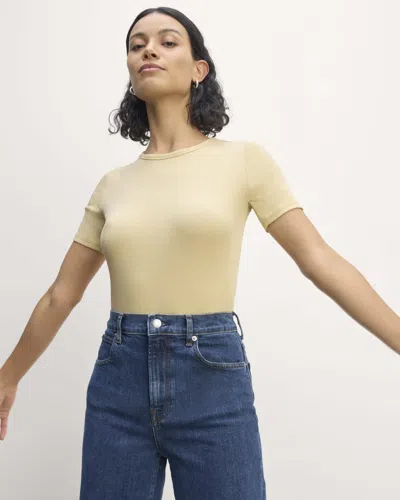 Everlane Luxe Rib Crew Neck Tshirt In Parsnip In Brown