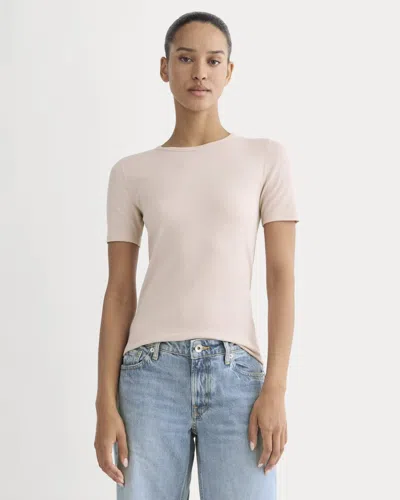 Everlane Luxe Rib Crew Neck Tshirt In Soft Rose In Pink