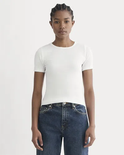 Everlane Luxe Rib Crew Neck Tshirt In White