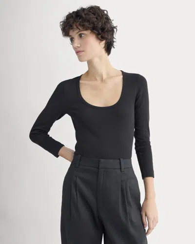 Everlane Luxe Rib Deep U-neck Top In Black