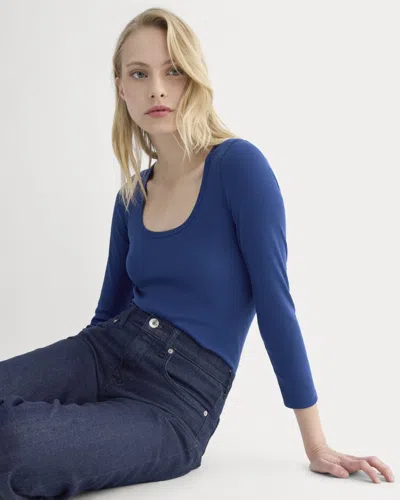 Everlane Luxe Rib Deep U-neck Top In Estate Blue In Multi