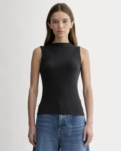 Everlane Luxe Rib Funnel-neck Tank Top In Black