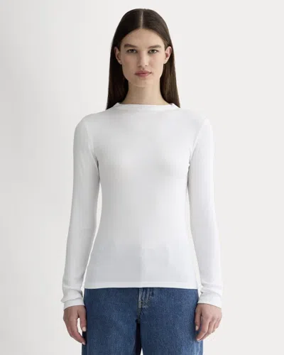 Everlane Luxe Rib Funnel-neck Tshirt In White