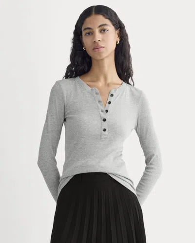 Everlane Luxe Rib Henley Sweater In Classic Heather Grey In Gray