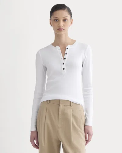 Everlane Luxe Rib Henley Sweater In White