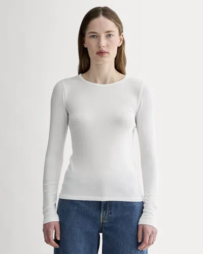 Everlane Luxe Rib Long-sleeve Crew Neck Tshirt In White