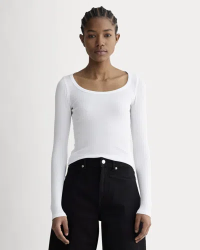 Everlane Luxe Rib Long-sleeve Scoop-neck Tshirt In White