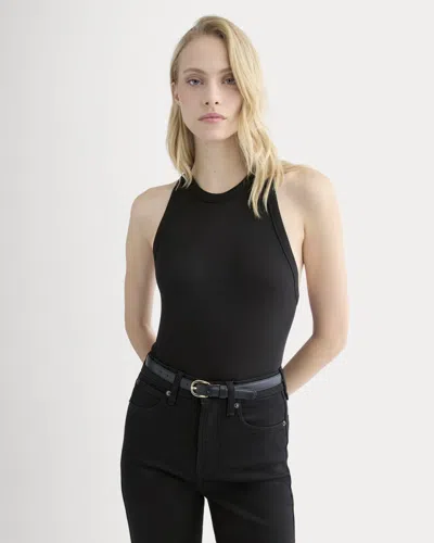 Everlane Luxe Rib Racerback Tank Top In Black