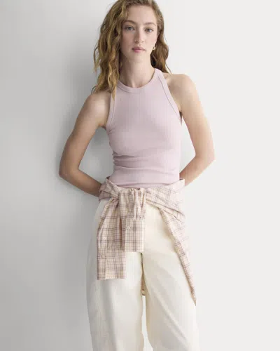 Everlane Luxe Rib Racerback Tank Top In Burnished Lilac In Pink