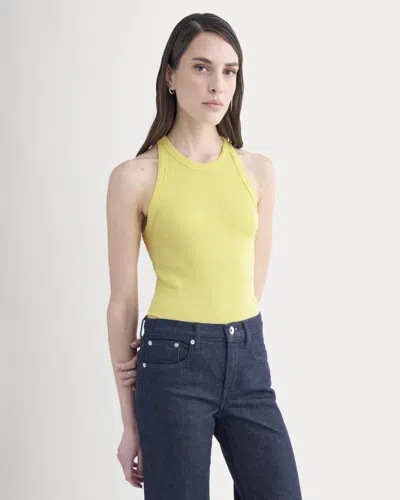 Everlane Luxe Rib Racerback Tank Top In Celandine In Multi