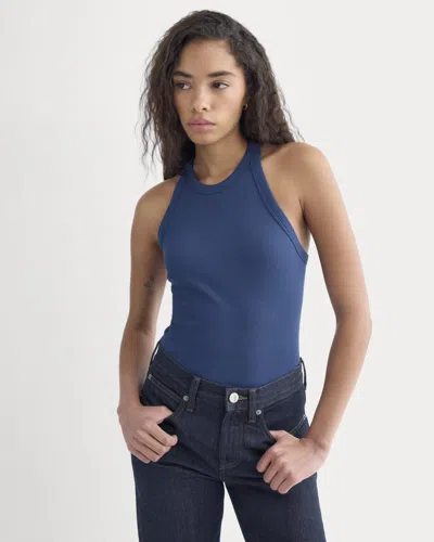 Everlane Luxe Rib Racerback Tank Top In Estate Blue In Multi