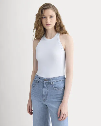 Everlane Luxe Rib Racerback Tank Top In Skywriting In Animal Print