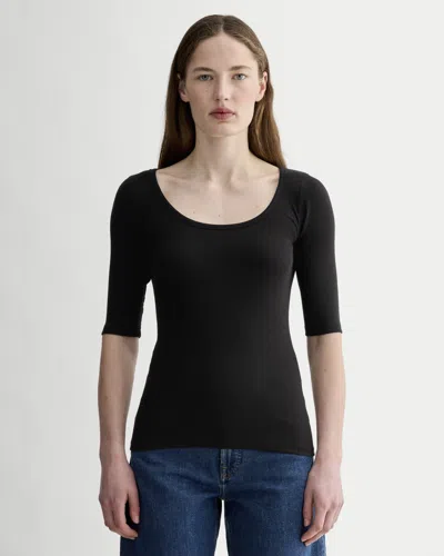Everlane Luxe Rib Scoop-neck Tshirt In Black
