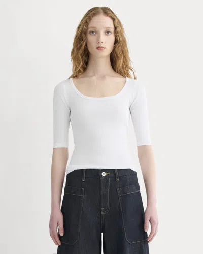 Everlane Luxe Rib Scoop-neck Tshirt In White