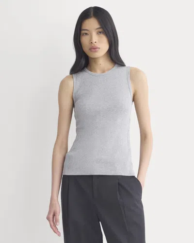Everlane Luxe Rib Side Snap Tank Top In Heathered Light Grey In Gray