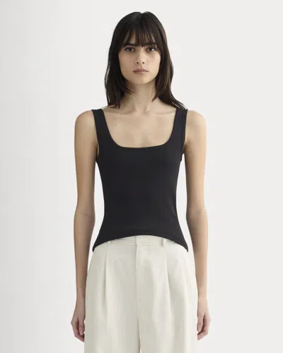 Everlane Luxe Rib Square-neck Tank Top In Black