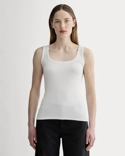 Everlane Luxe Rib Square-neck Tank Top In White