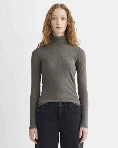 Everlane Luxe Rib Turtleneck In Washed Heathered Fatigue In Gray