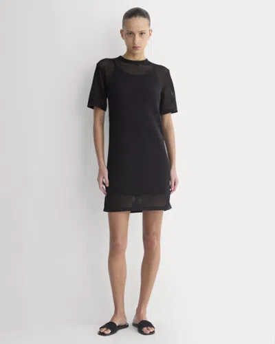 Everlane Mesh-knit Short-sleeve Dress In Black