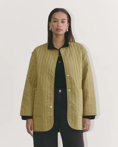 Everlane Midi Quilted Liner In Fennel Seed In Green