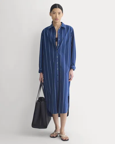 Everlane Midi Shirtdress In Blue