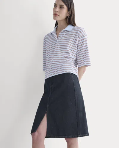 Everlane Mid-rise Denim Midi Skirt In Tungsten Rinse In Black