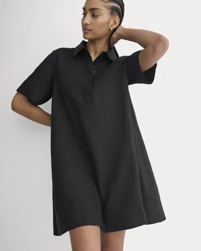Everlane Mini Popover Shirtdress In Black