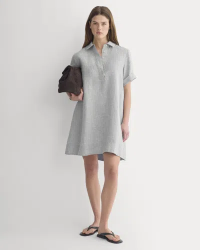 Everlane Mini Popover Shirtdress In Gray