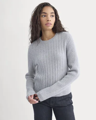 Everlane Mix Ribbed Crew Neck Sweater In Light Heather Grey In Gray